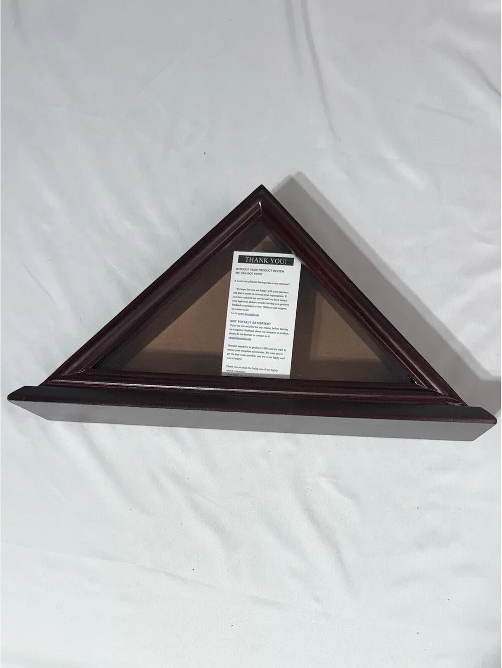 3'x5' American Flag Case Military Frame Triangle Display Dark Wood 17.25”x8.5”